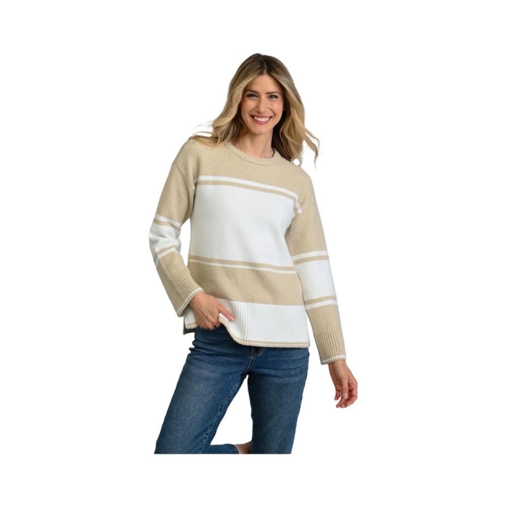 CJ Banks Long Sleeve Striped Crew Neck Sweater NWT Size 1X